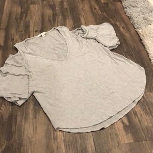 Ella Moss Grey Cold Shoulder Cotton Top